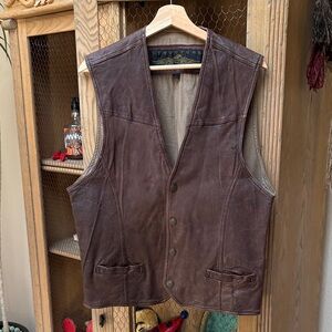 Vintage Structure Brown Leather Vest